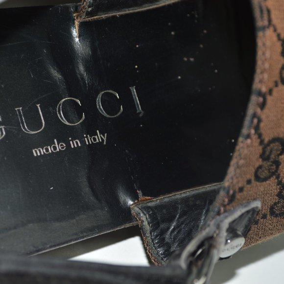 Gucci Brown and Black Monogram Sandals - Picture 10 of 14